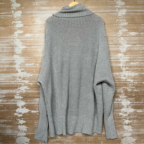 Free People Leo Oversized Tunic Sweater Gray Western Boho Minimalist Womens L - Picture 3 of 7